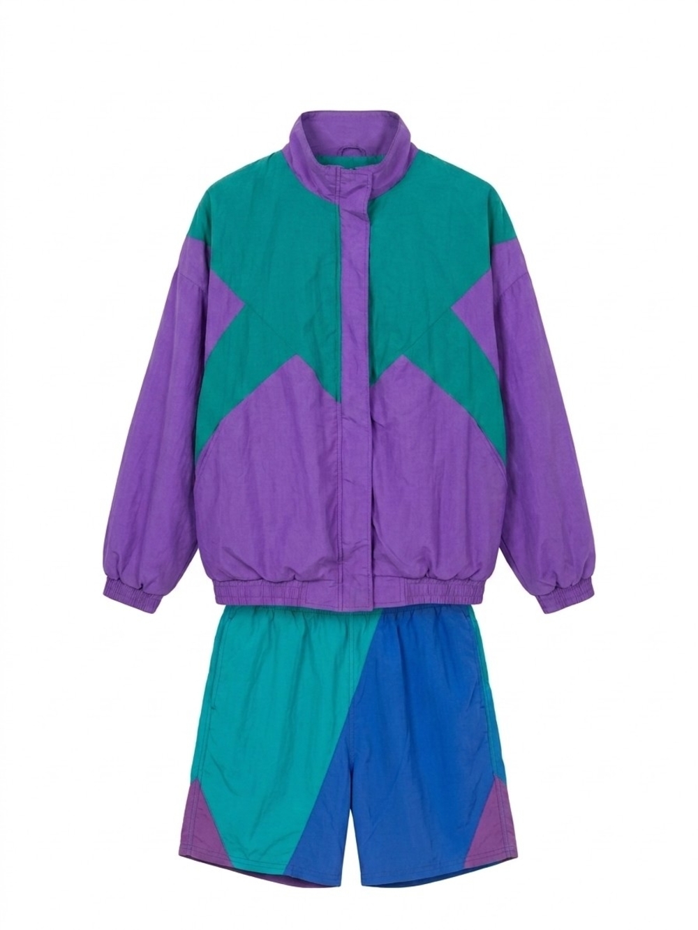 Vintage 90's Women's Colorblock windbreaker with matching shorts